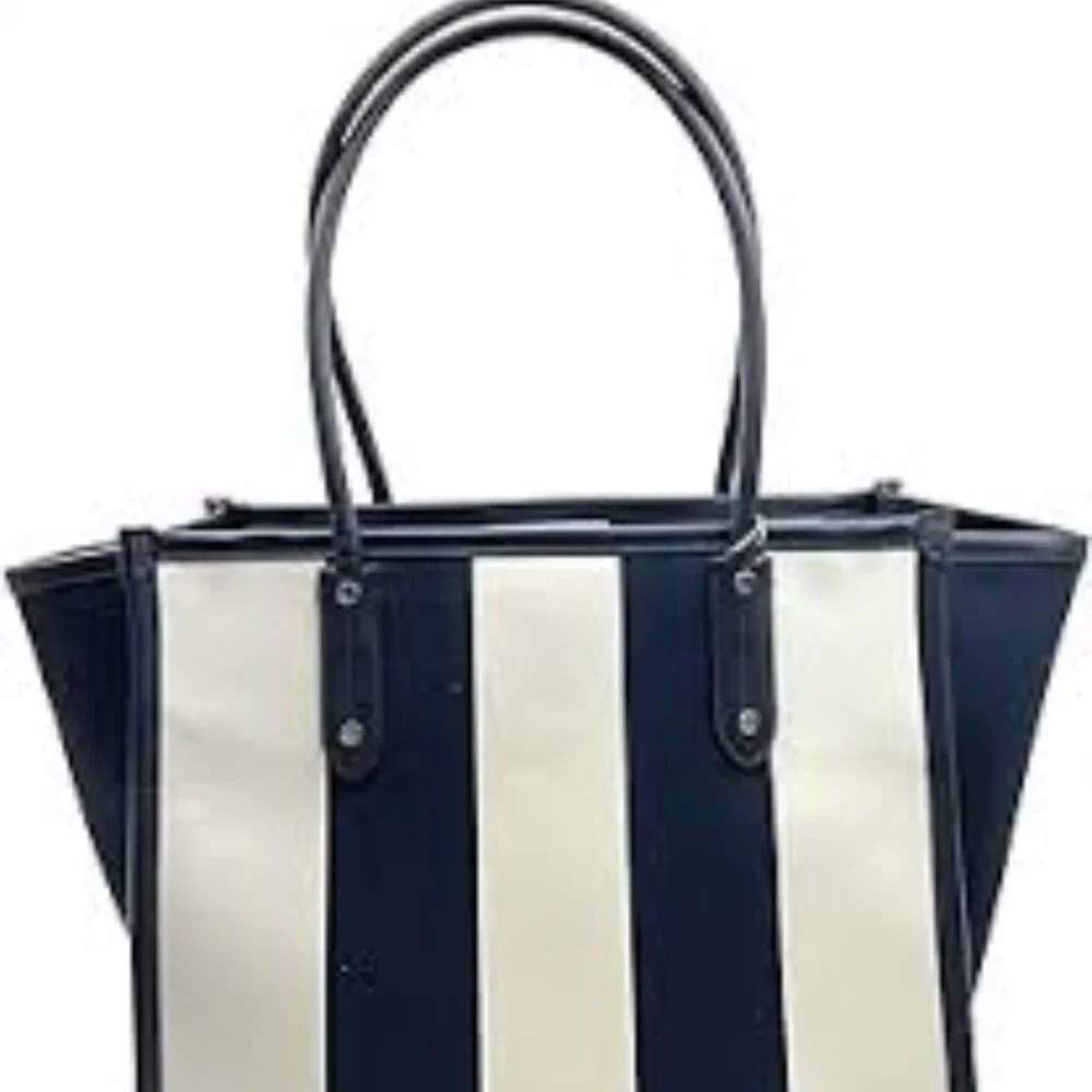 Kate Spade Large Ella Blazer Blue Even Stripe Jacquard Tote